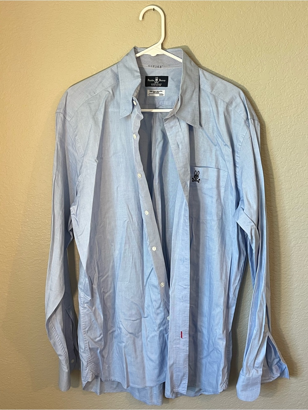 Psycho Bunny Robert Godley Men’s Pima Cotton Button Down Shirt Blue Large L